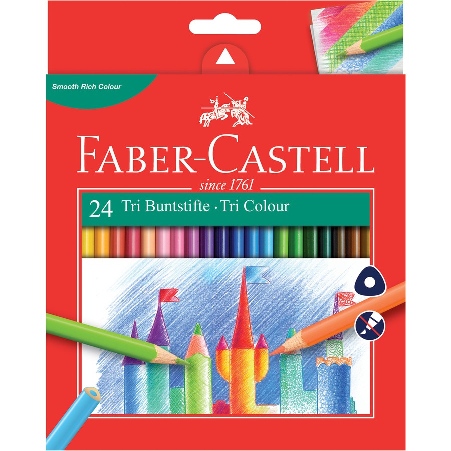 24 Crayons de couleur Tri Colour