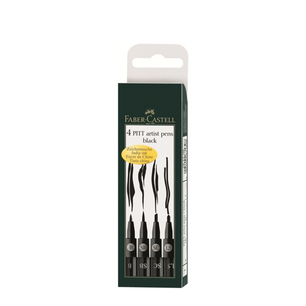 Paquets de 4 feutres Pitt - Noirs