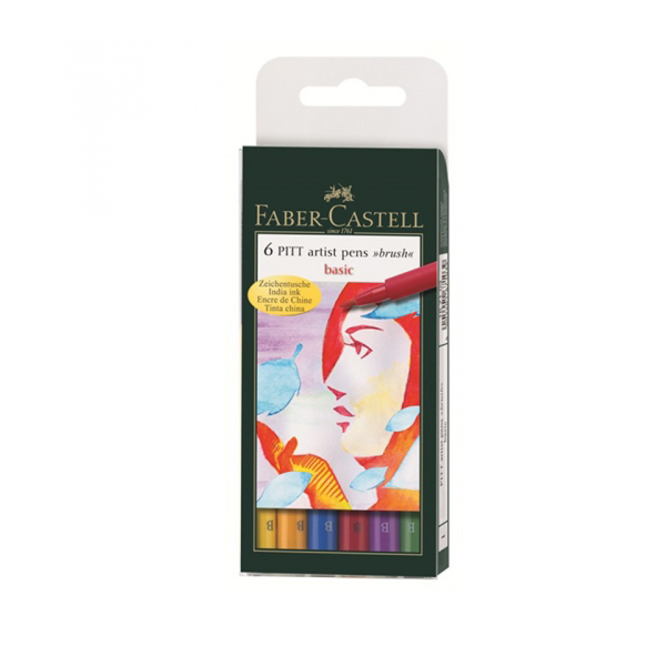 Paquet de 6 feutres PITT - Artist Pen - Couleurs de base