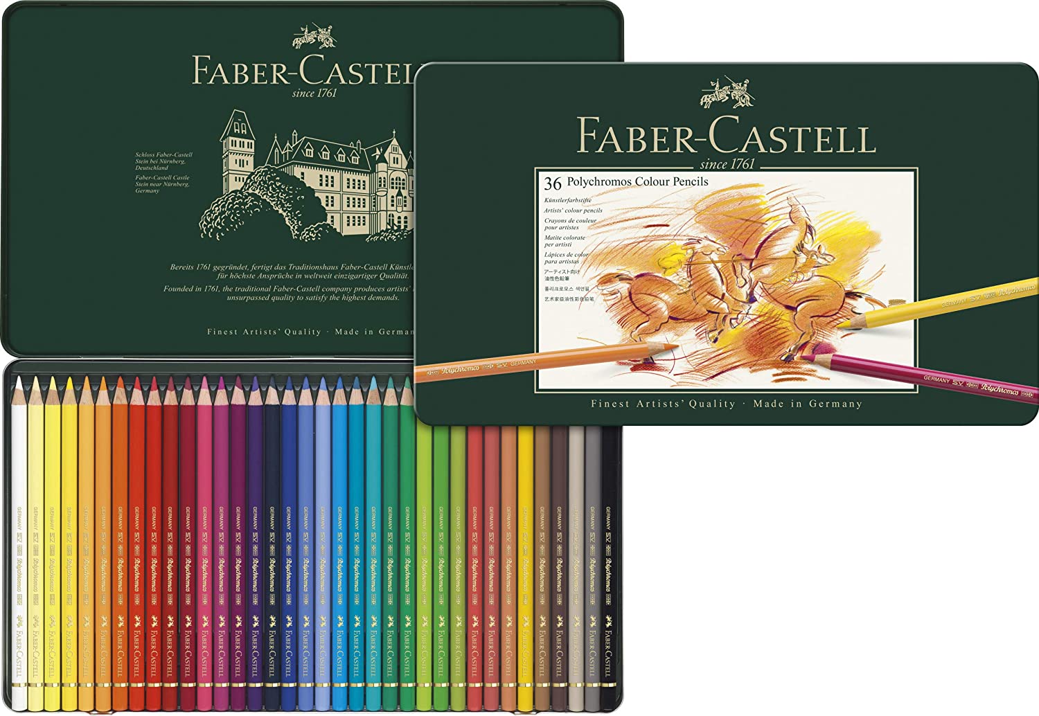 Crayons de couleur Polychromos, boîte métal de 36 pièces
