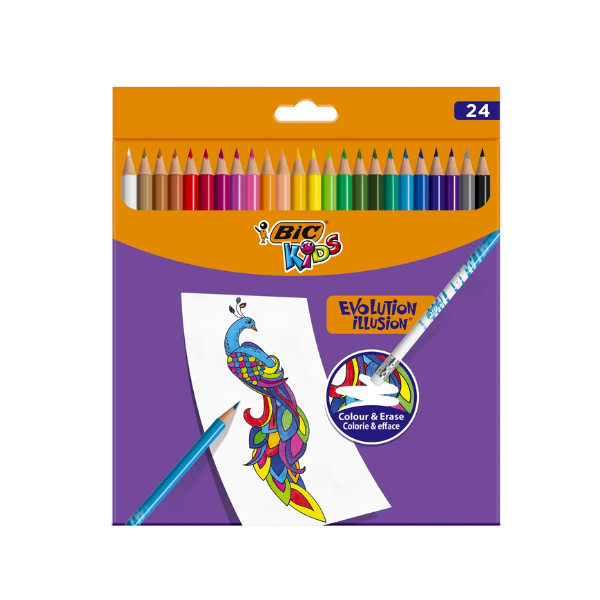 Pack de 24 crayons de couleurs - Evolution Illusion