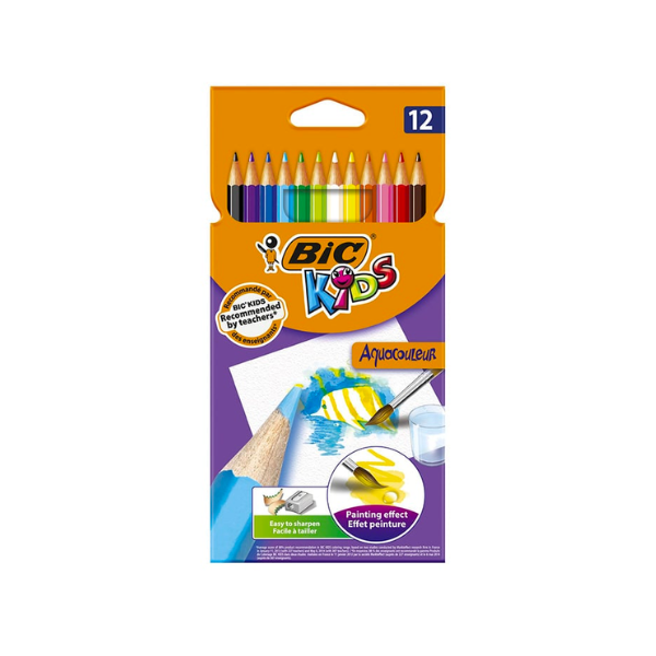 Pack de 12 Crayons de Couleurs Aquarellables - Aquacouleur