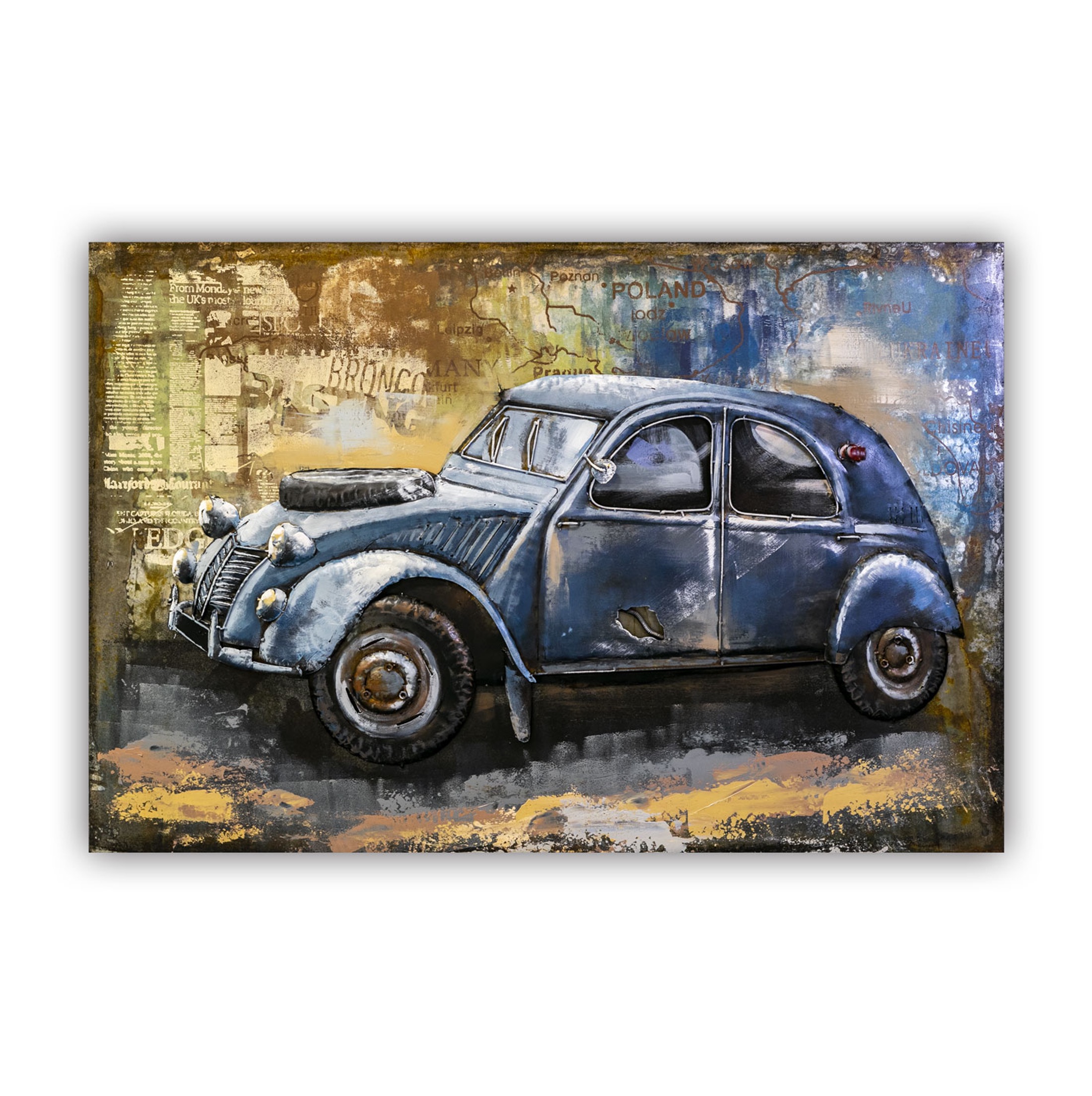 Tableau Mural Art Blue Car Vintage