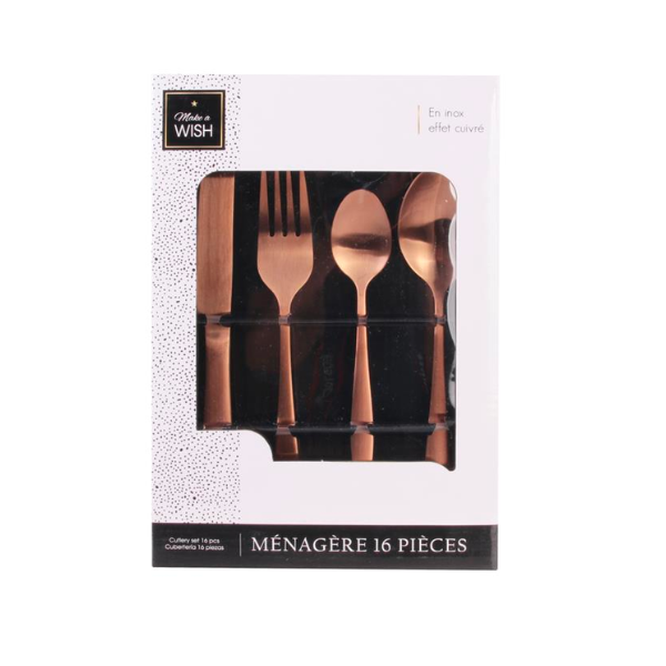 Ménagère 16 pièces URSULA Inox effet cuivré