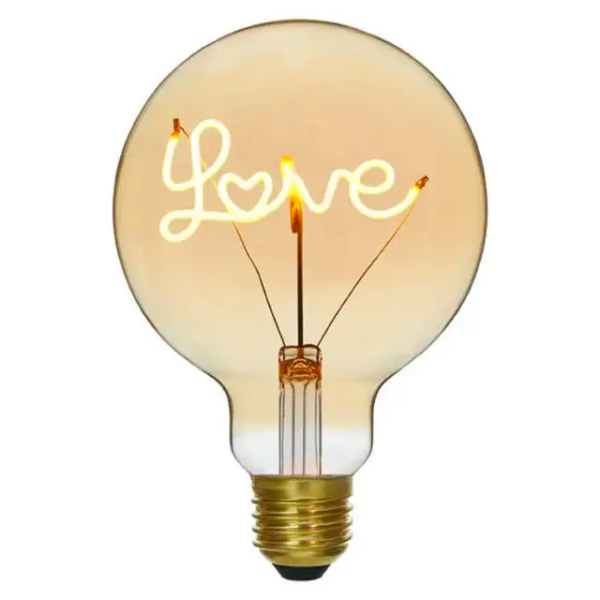 Ampoule LED mot "LOVE" ambrée