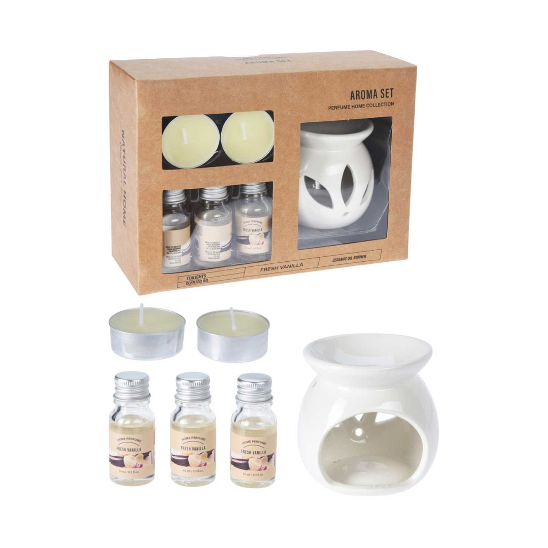 Coffret Brûleur à Huile parfumée vanille + Bougies