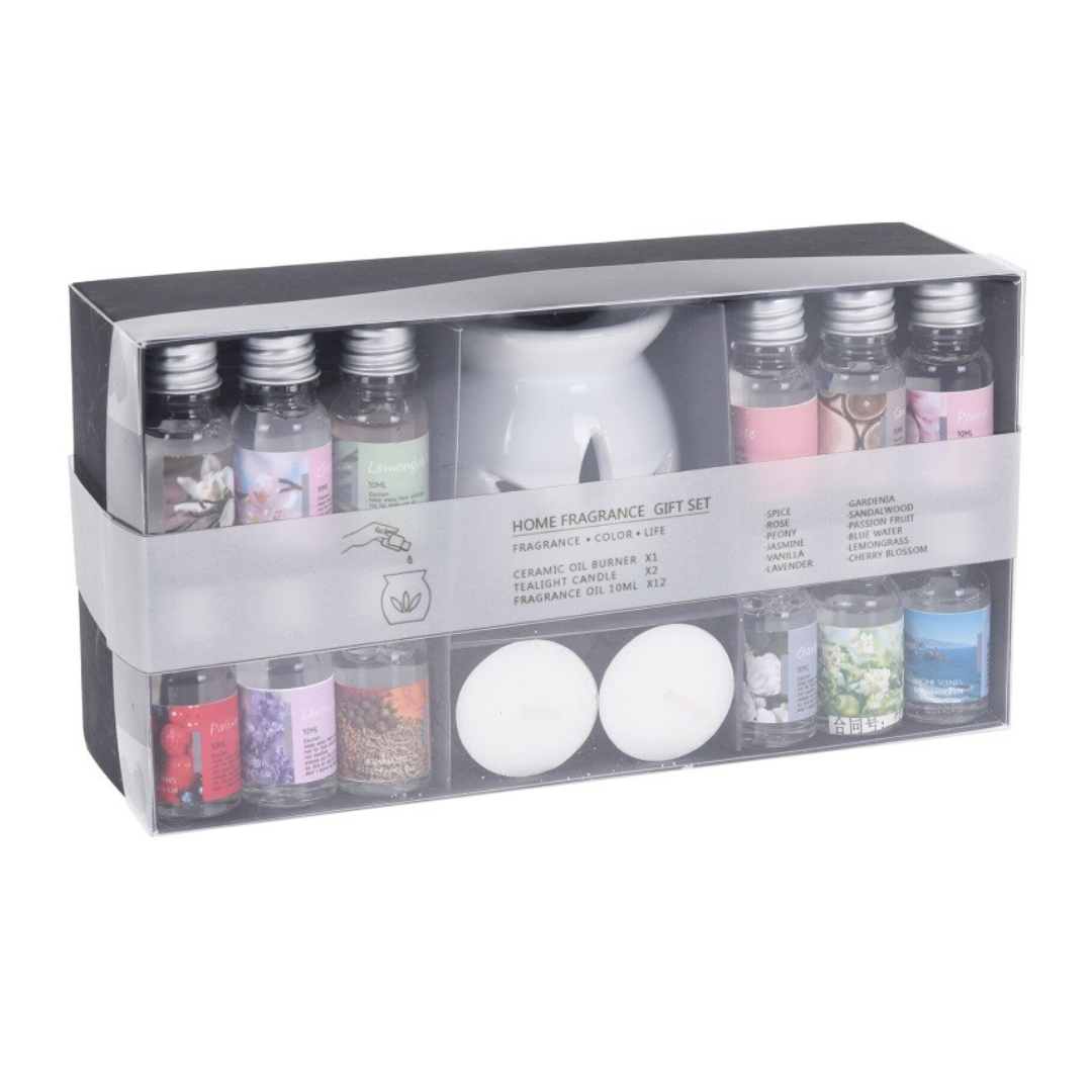 Coffret Brûleur à Huile Parfumée + Bougies - 15 pièces