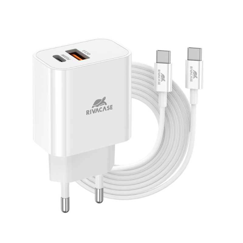 Chargeur USB-A + USB-C avec câble USB-C/USB-C 20W
