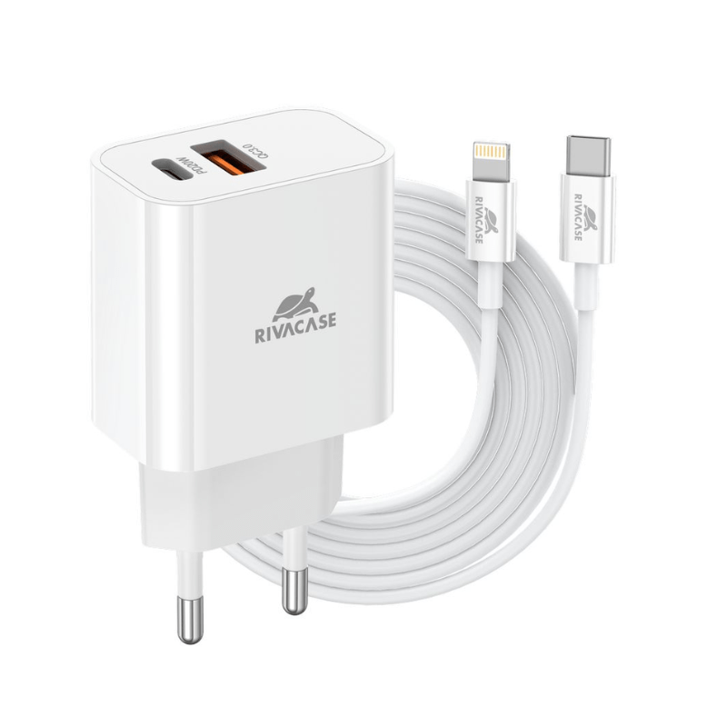 Chargeur USB-A + USB-C avec câble USB-C/Lightning 20W