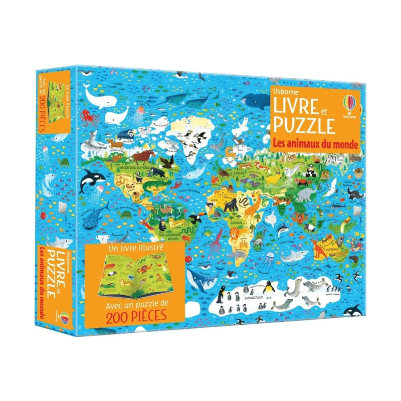 Coffret Livre et puzzle - Les animaux du monde