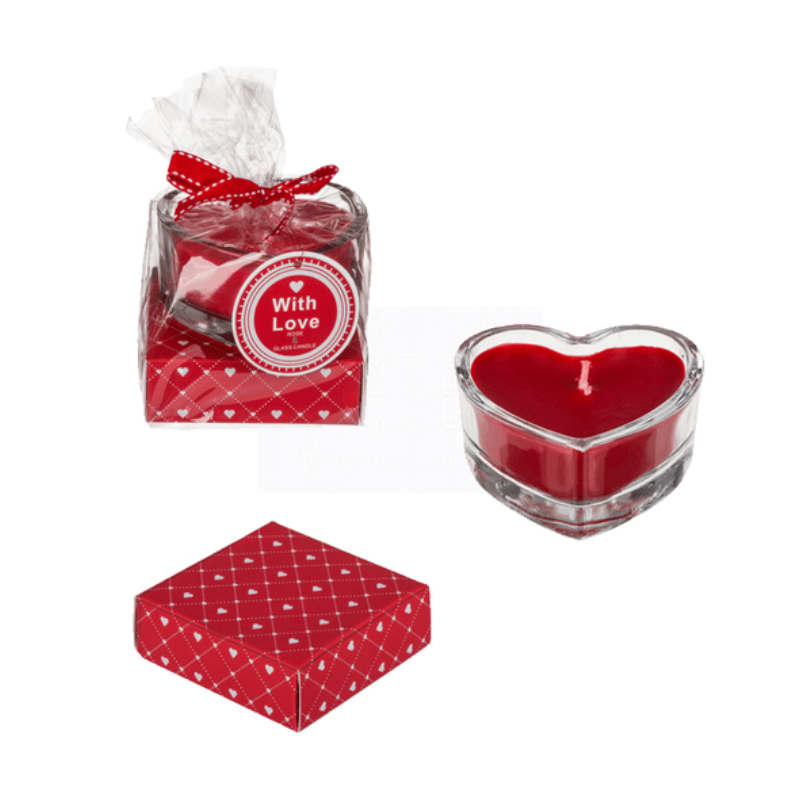 Bougie parfumée en forme de cœur - Rouge