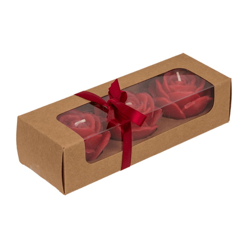 Coffret bougies en forme de rose - 3 pièces