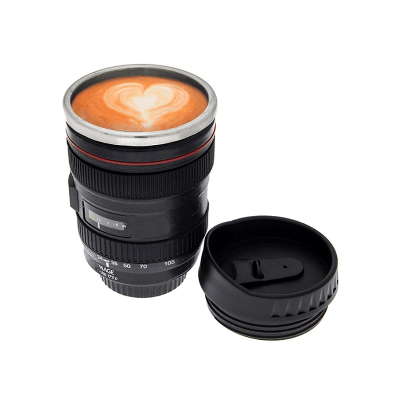 Mug isotherme objectif de caméra