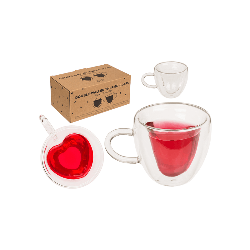 Set 2 Verres thermiques à double paroi en forme de cœur
