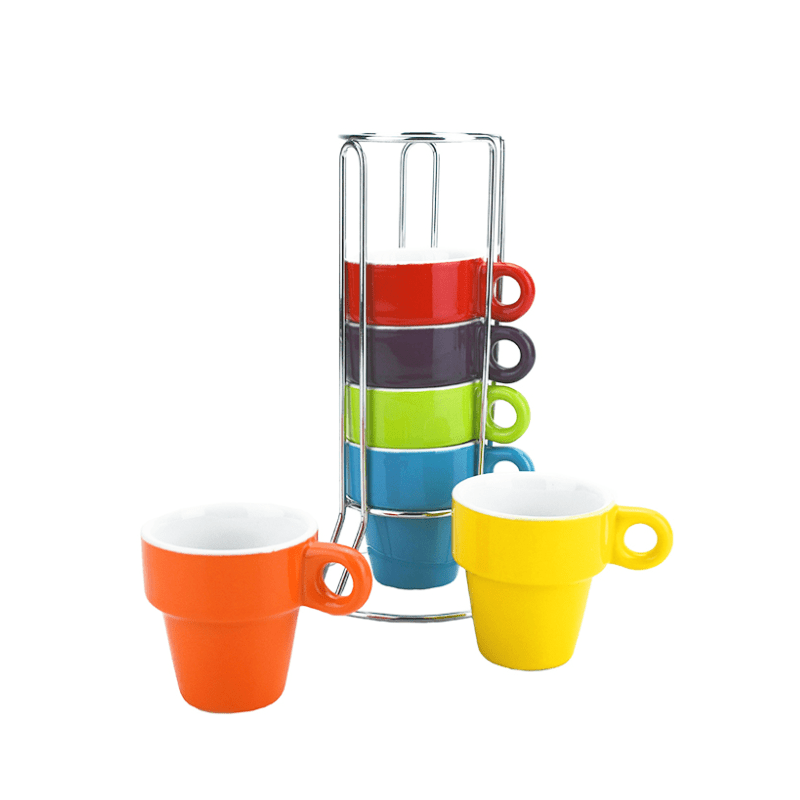 Set de 6 Mugs Espresso+ support en métal