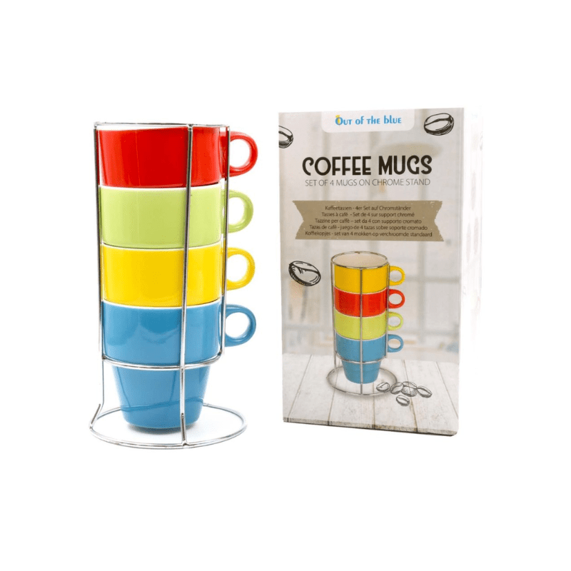 Set de 4 Mugs+ support en métal
