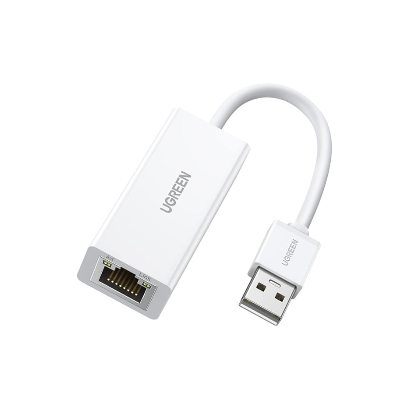 Adaptateur Ethernet USB 2.0 vers RJ45 - Blanc