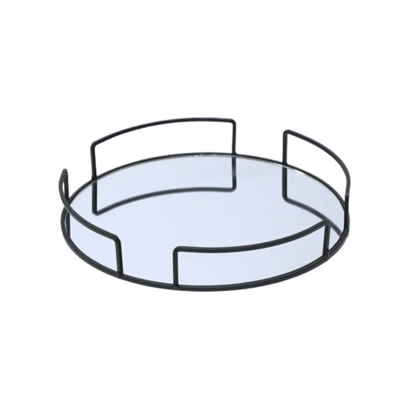 Plateau rond avec fond miroir