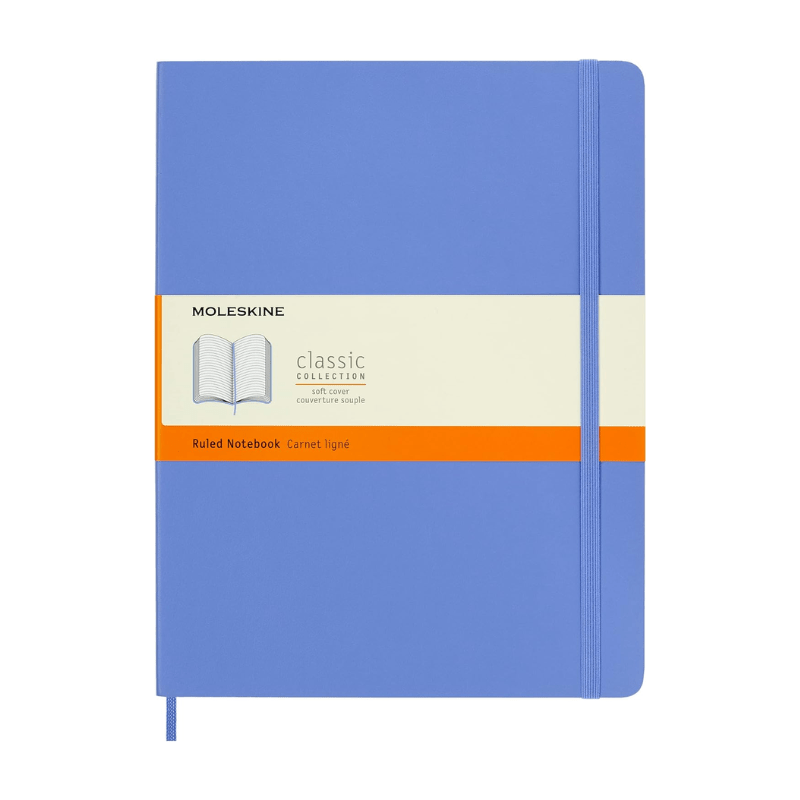 Carnet Classic ligné avec couverture souple 192 p Grand Format - Bleu Hortensia