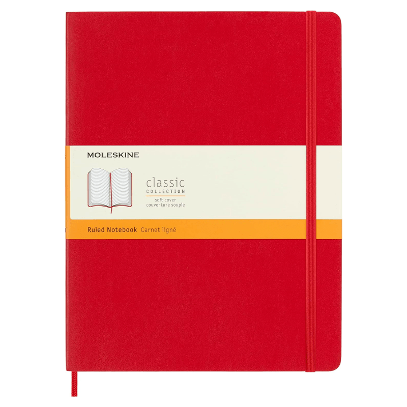 Carnet Classic ligné avec couverture souple 192 p Grand format - Rouge ecarlate