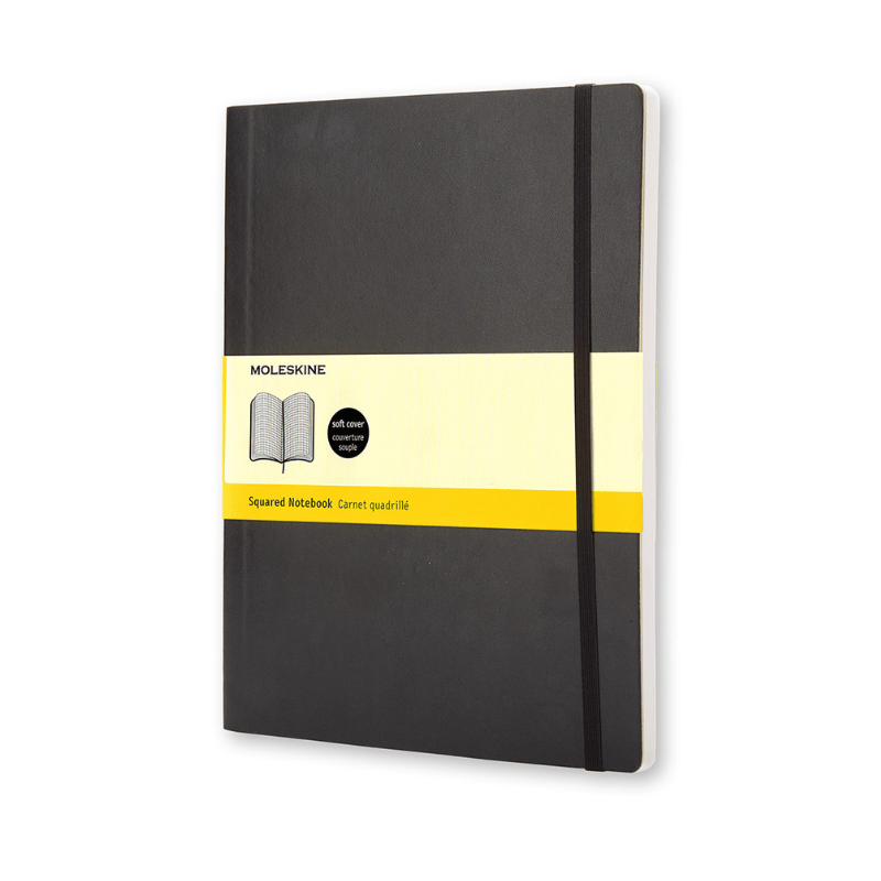 Carnet classic quadrillé avec couverture souple Grand format – Noir