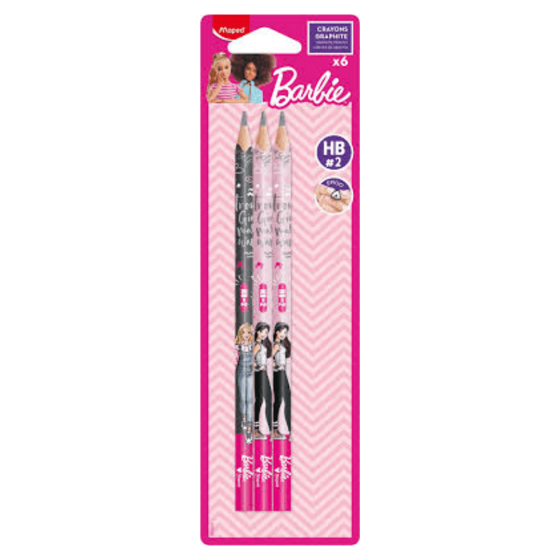 Lot de 6 crayons Barbie graphite HB