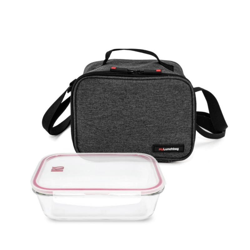 Lunchbag Goglass noir + boîte en verre 840 ml