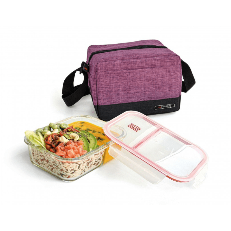 Real Lunchbag 2 en 1 + boîte en verre - Lilas Panaché