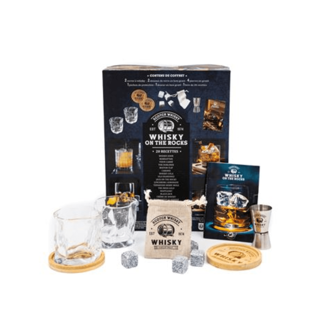 Coffret Whisky on the rocks - Avec 2 verres et accessoires