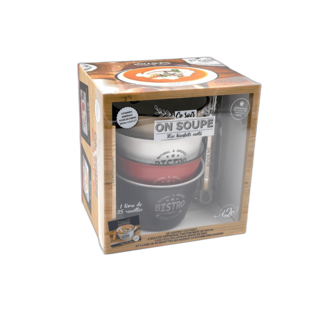 Coffret Ce soir on soupe - Avec 4 bols + 1 livre de recettes