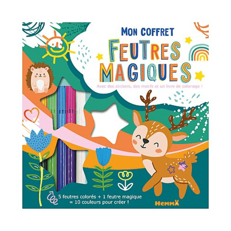 Mon coffret feutres magiques - Avec des stickers, des motifs et un livre de coloriage !