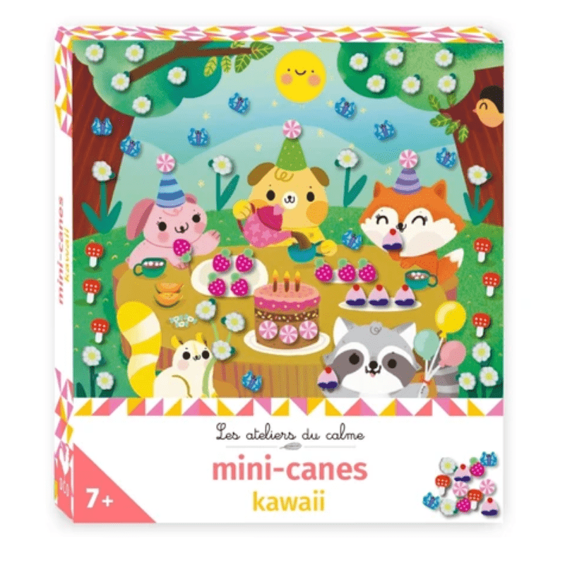 Mini-canes kawaii - Coffret avec 3 tableaux, 1 pince et 180 mini-canes en pâte polymère