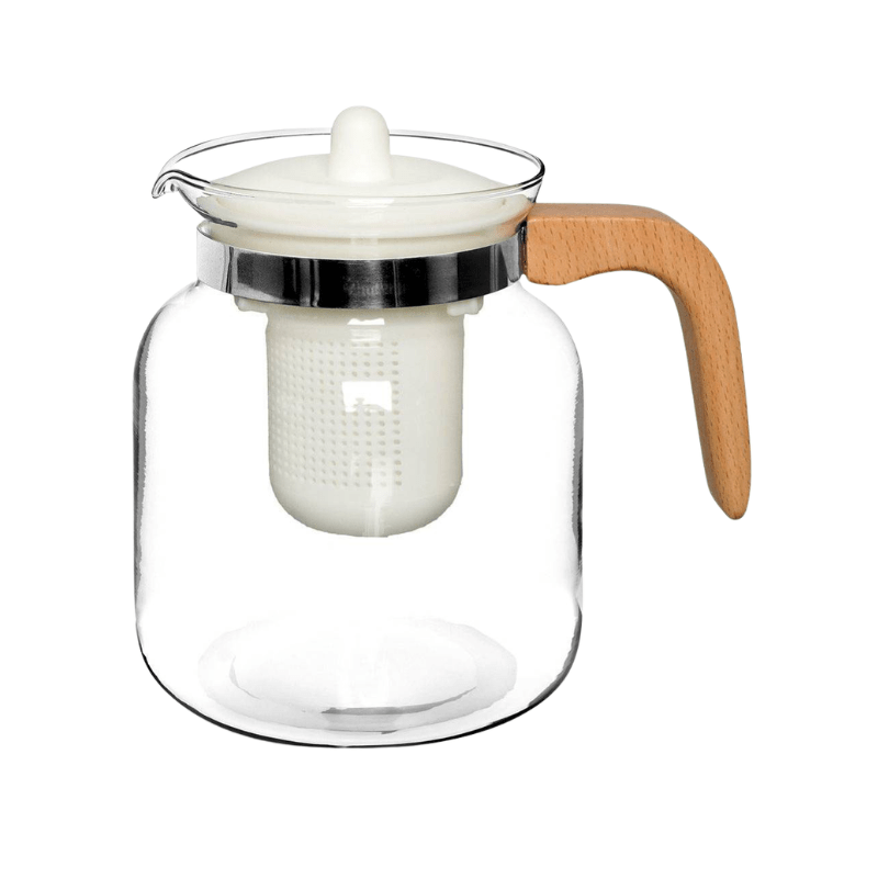 Théière en verre avec manche en bois 1,5 L