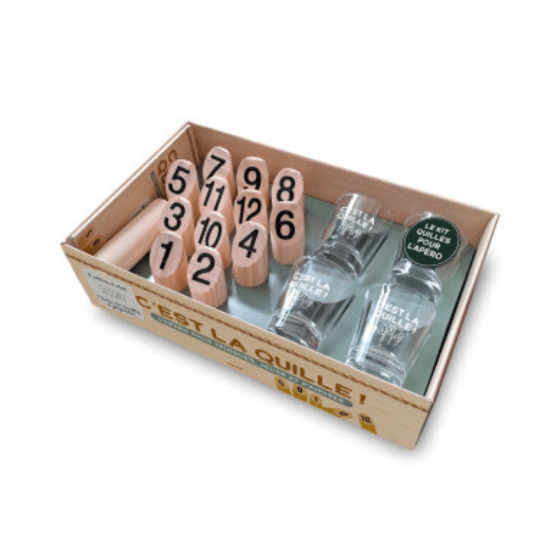 Coffret C'est la quille ! : Mini-jeu de quilles + 4 verres + 1 livre