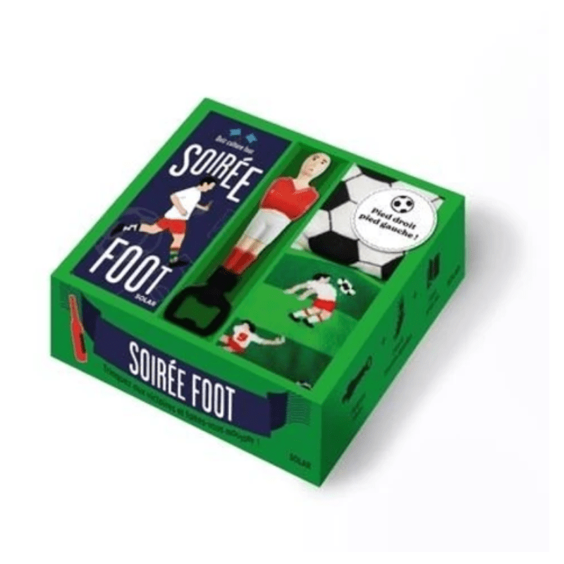 Coffret Soirée foot - Avec 1 Quiz + 1 décapsuleur babyfoot et 1 paire de chaussettes