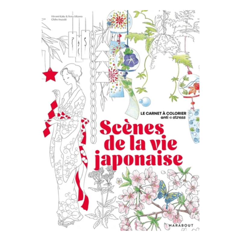 Carnet à colorier anti stress - Scènes de la vie japonaise