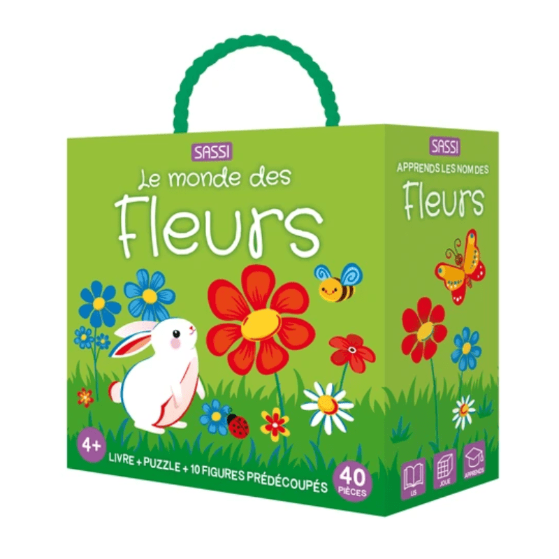 Coffret Le monde des fleurs - Avec un livre, un puzzle de 40 pièces et 10 figures prédécoupées