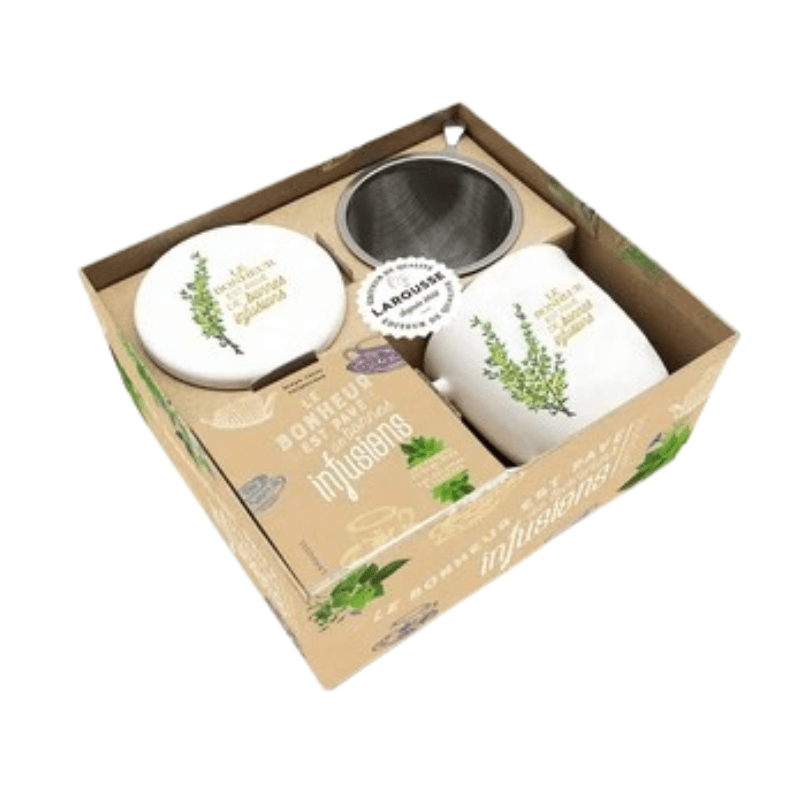 Coffret Le bonheur est pavé de bonnes infusions - Avec une ravissante tasse, une passoire et un livret