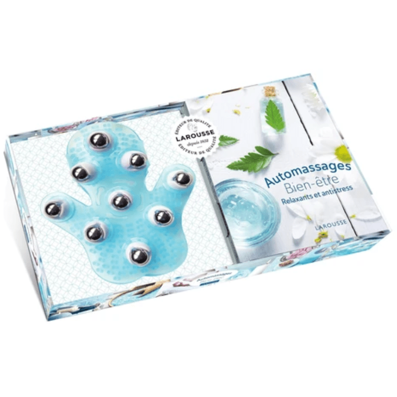 Coffret Automassages Bien-être - Avec 1 gant de massage et 1 livre
