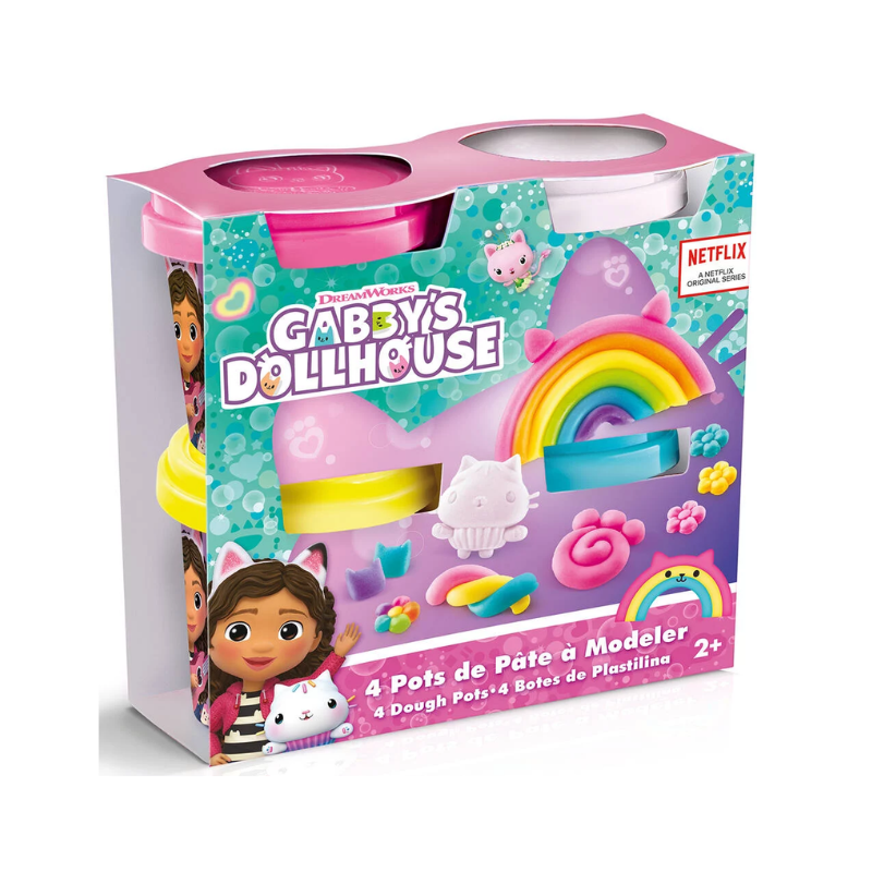 Lot de 4 pots de Pâte à Modeler Arc-en-ciel - Gabby et la maison magique